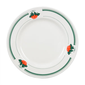 8" White Plate- Green Strawberry