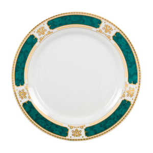 8" White Plate- Green Rim