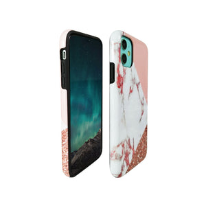2 in 1 Back Case for iPhone 11/Pro - Marble of Pink and White
