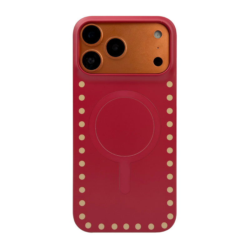Back Case for iPhone 17 Pro Max Magnetic  Red Case with Yellow Point