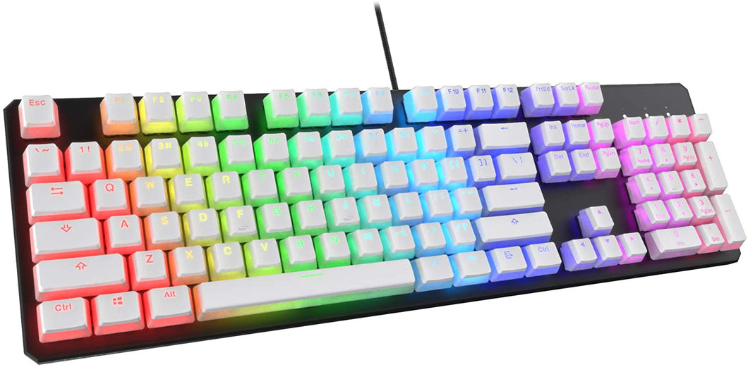 CAKVO PBT Keycaps, Double-Shot PBT Keycap Set, for Mechanical Keyboards, Full 112 Keys Set, OEM Profile, English (US, ANSI) (Pudding White)