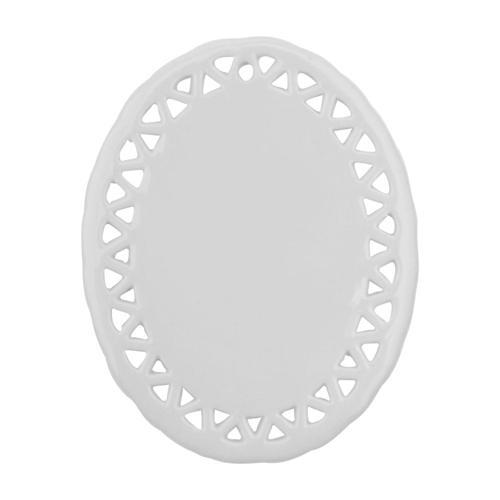 3'' Oval Ceramic Ornament W/ Triangle Hole