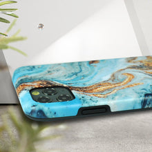 이미지를 갤러리 뷰어에 로드 , CAKVO Protective covers and cases for cell phones 2 in 1 Case for iPhone 11 Pro - Fluid White Blue Gold
